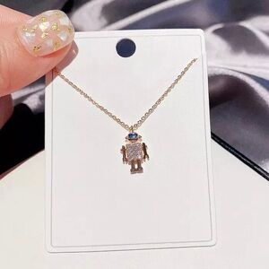 Dainty Rose gold Robot pendant necklace